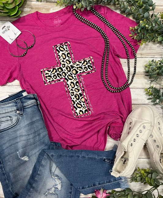 LEOPARD CROSS TEE