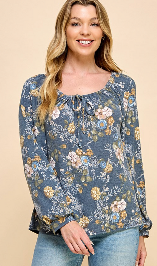 FLORAL L/SLV TOP