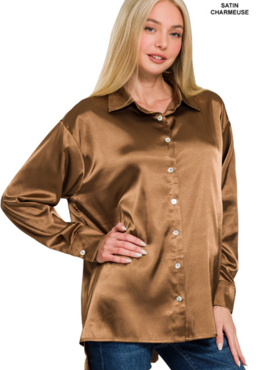 SATIN BUTTON DOWN