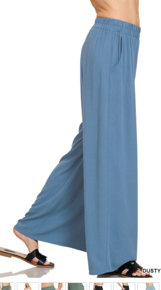 ELASTIC WOVEN PANTS W/POCKETS