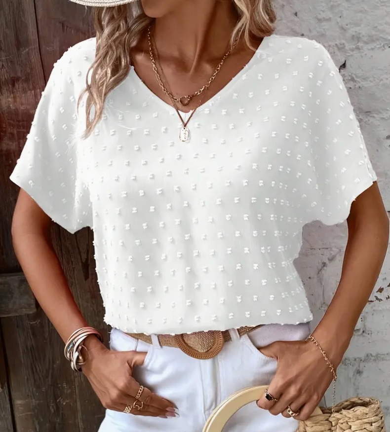 SWISS DOT VNECK TOP