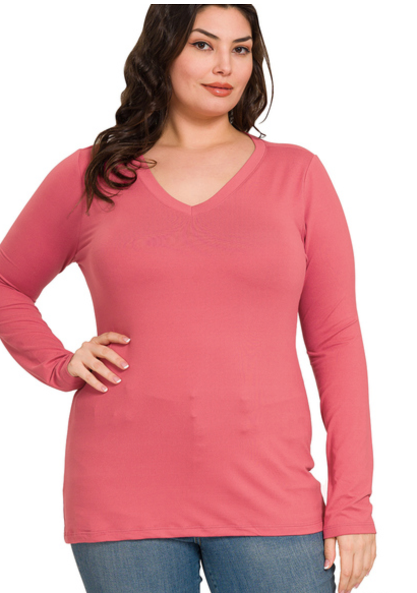 MF L/SLV VNECK TEE