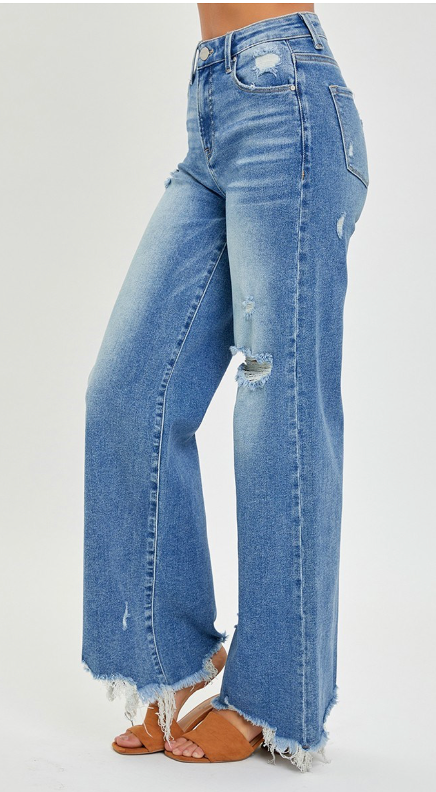 HR FRAYED HEM WIDELEG