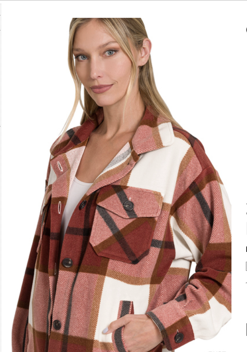 PLAID FLEECE SHACKET