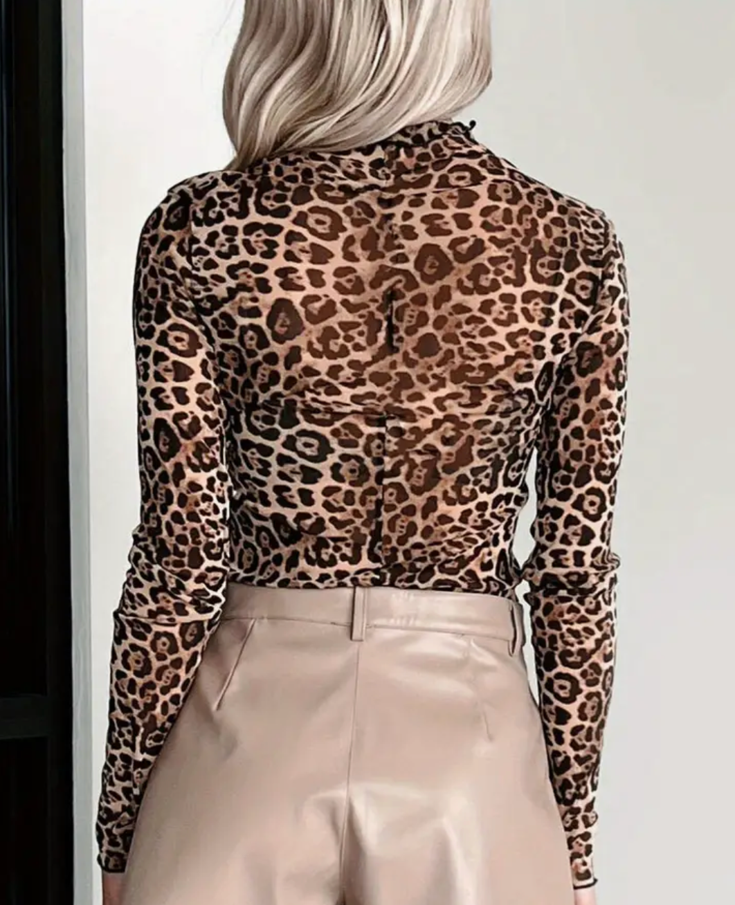 LEOPARD MESH L/SLV TOP