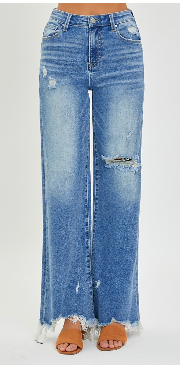HR FRAYED HEM WIDELEG