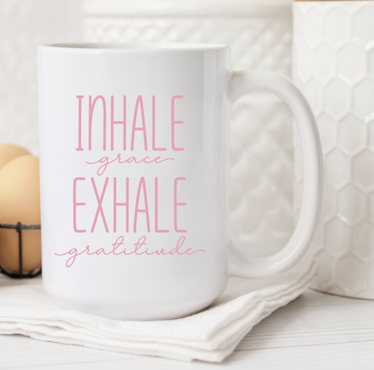 INHALE GRACE EXHALE GRATITUDE MUG
