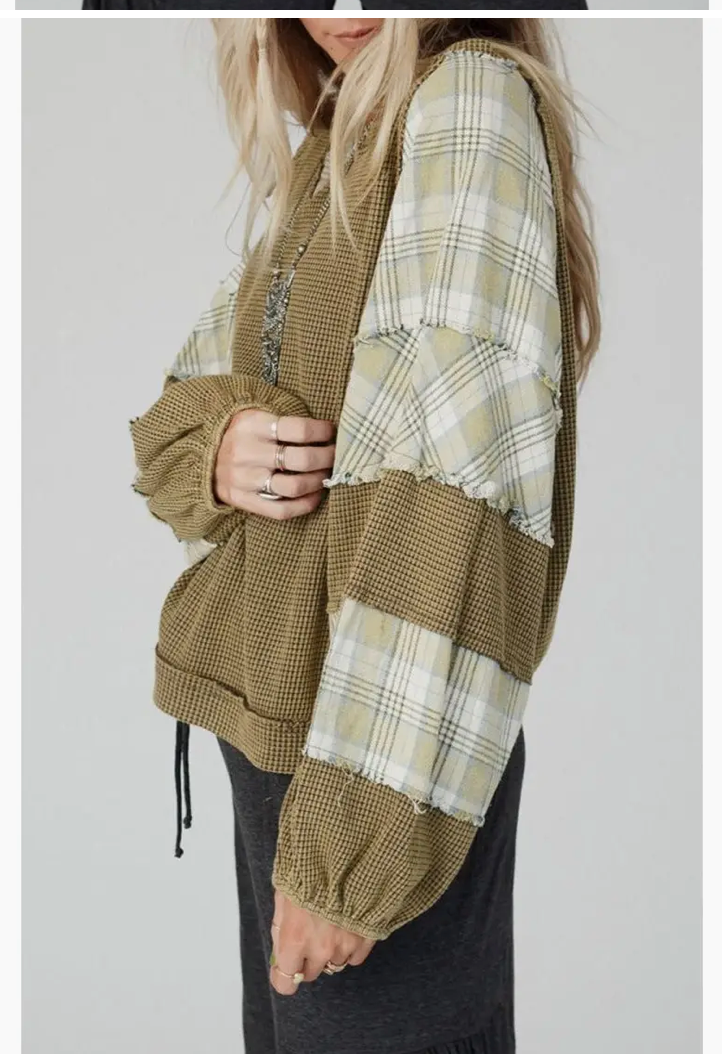 PLAID WAFFLE TOP