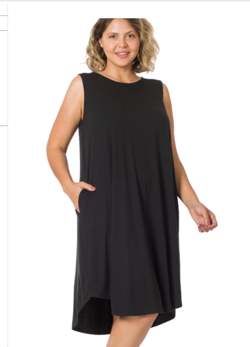 SLVLSS RD NK/HEM MIDI DRESS