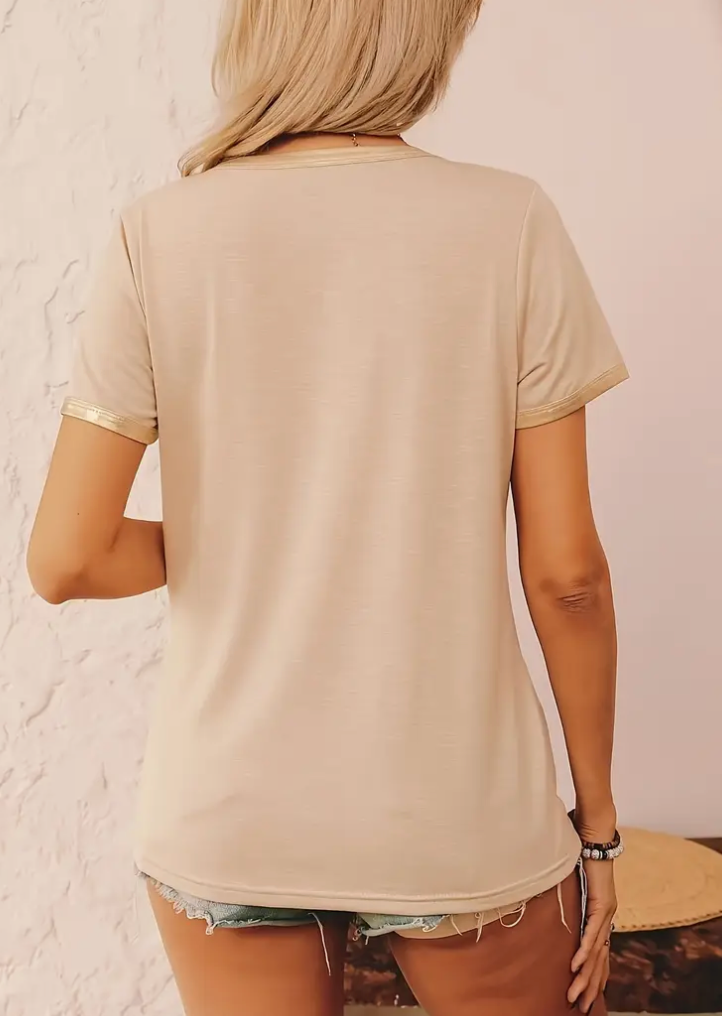 METALLIC CREWNECK TOP