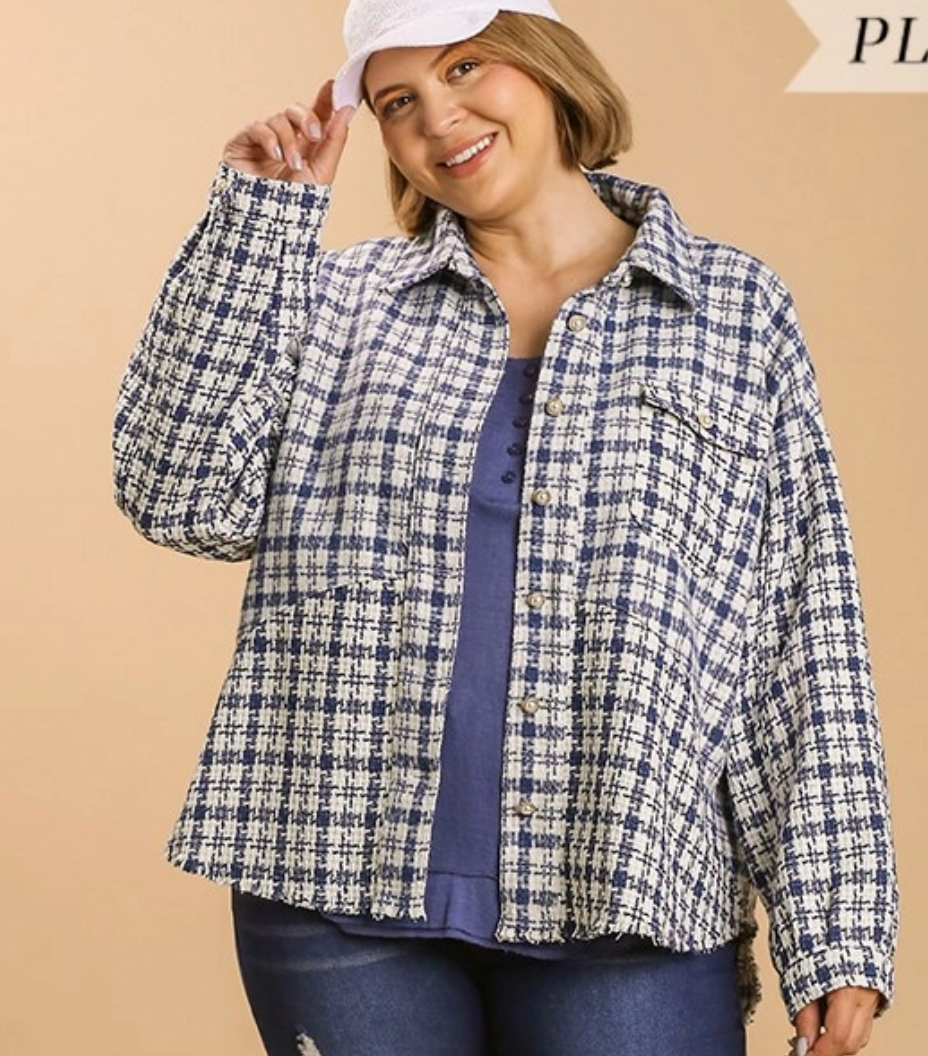 TWEED PLAID SHACKET