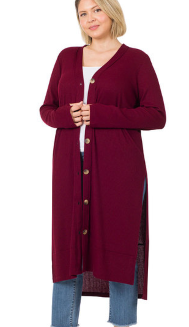 RIBBED LONG CARDIGAN
