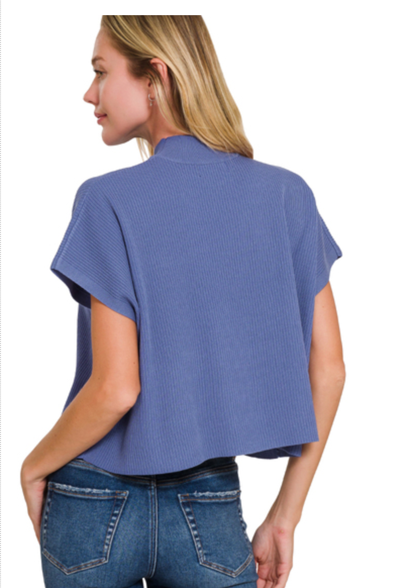 MOCK NECK S/SLV BOXY SWTR