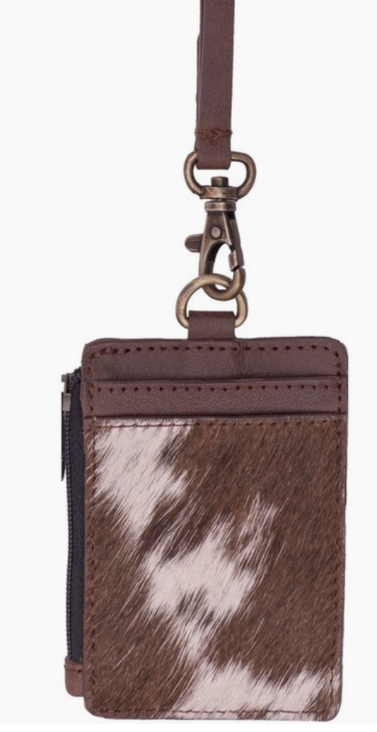 HAILEY COWHIDE ID LANYARD BROWN