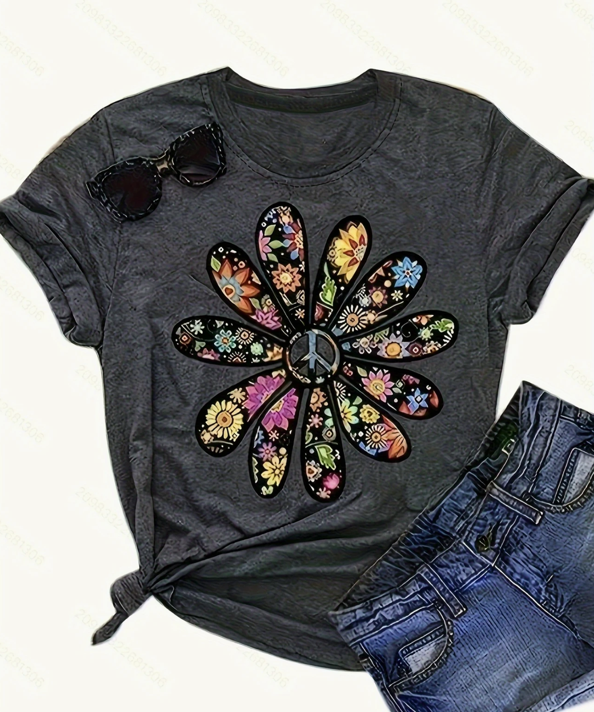 FLORAL PEACE SYMBOL TEE