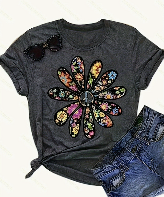 FLORAL PEACE SYMBOL TEE