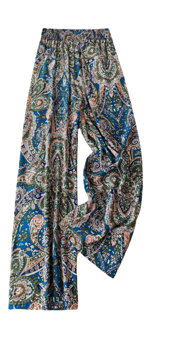 PAISLEY PRINT WIDE LEG PANT