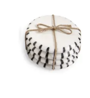 BLK/WHITE TICKING MARBLE COASTERS