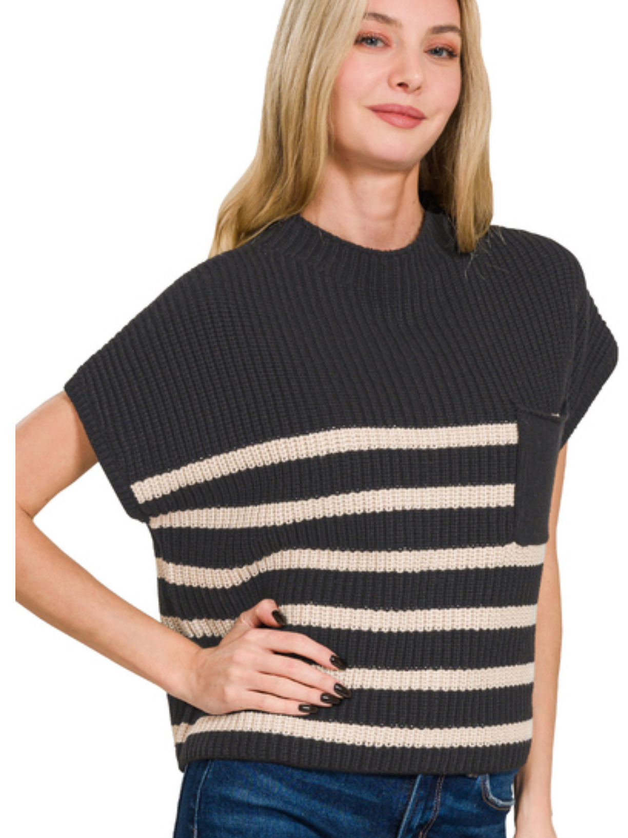 S/SLV STRIPE SWEATER