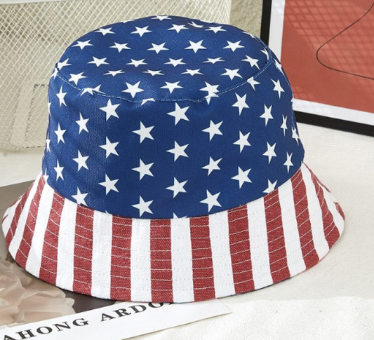 AMERICAN FLAG/TIE DYE REVERS BUCKET HAT