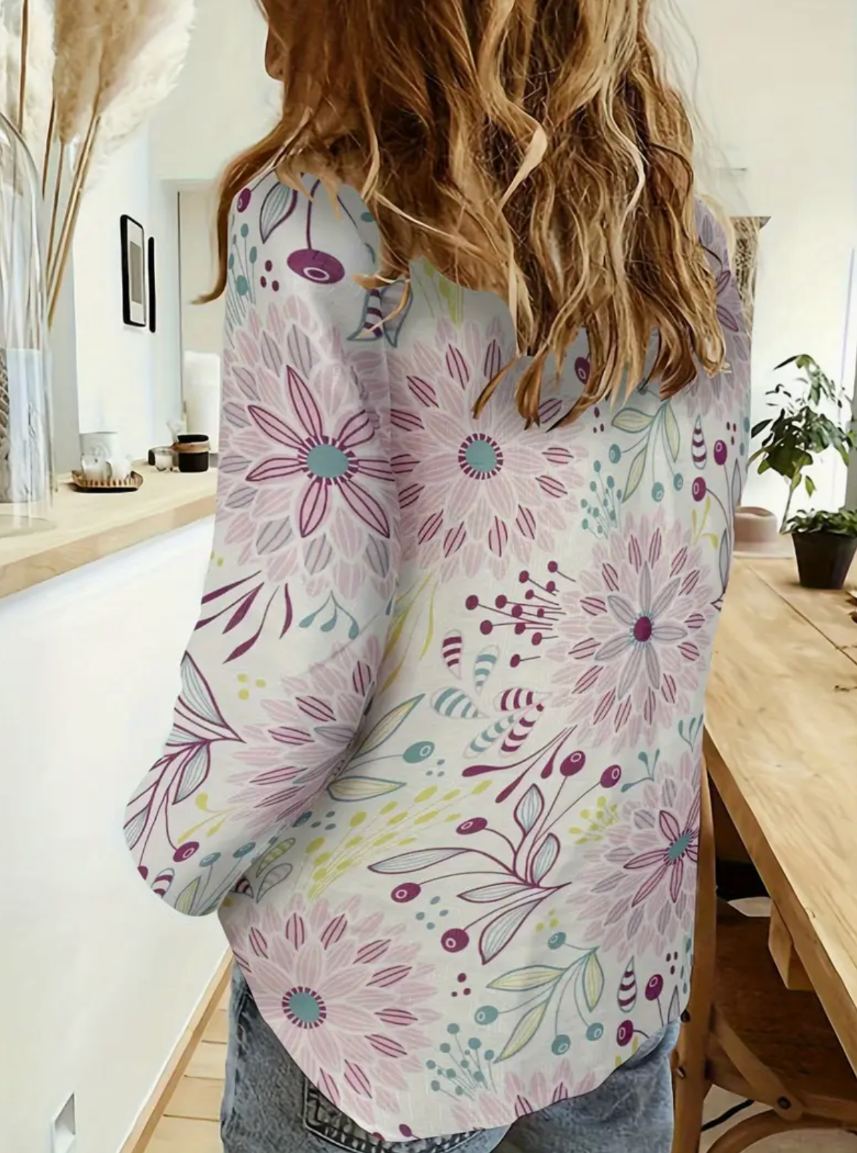 FLORAL BUTTON PRINT TOP
