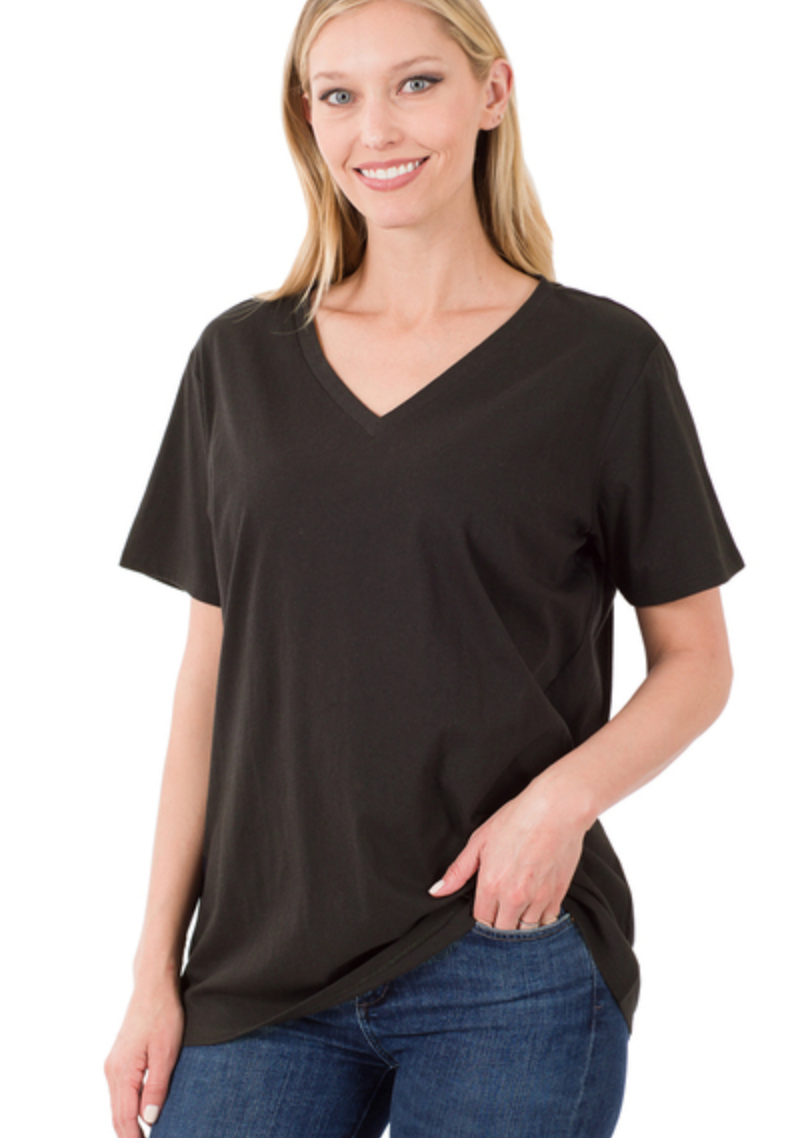 COTTON BF OVERSIZED V-NK TEE