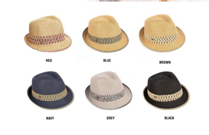 STRAW FEDORA CONFETTI BAND