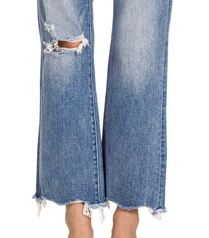 MR DISTRESSED KNEE RAW HEM