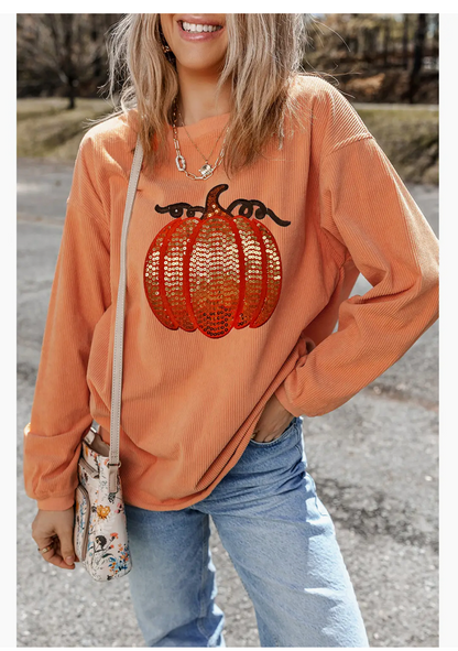 PUMPKIN CORDED PULLOVER