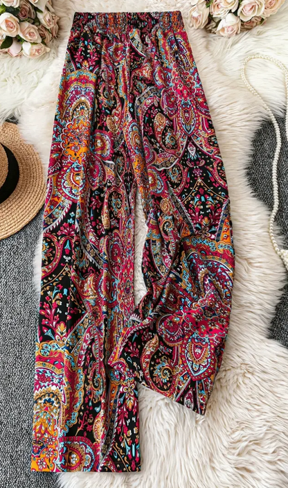 PAISLEY PRINT WIDE LEG PANT