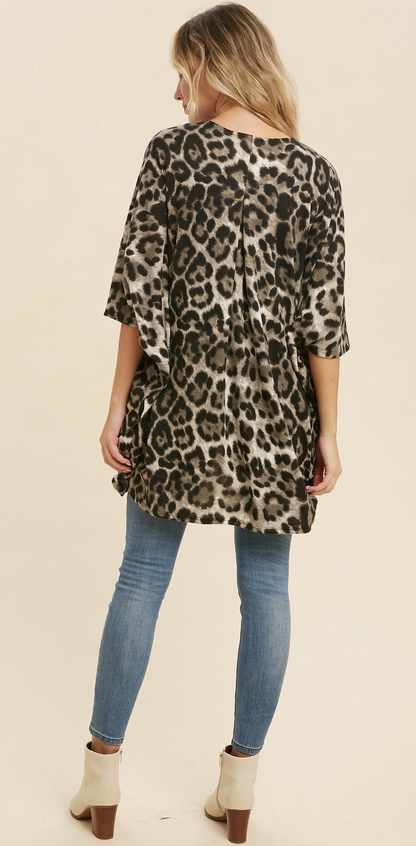 HACCI LEOPARD DOLMAN CARDI