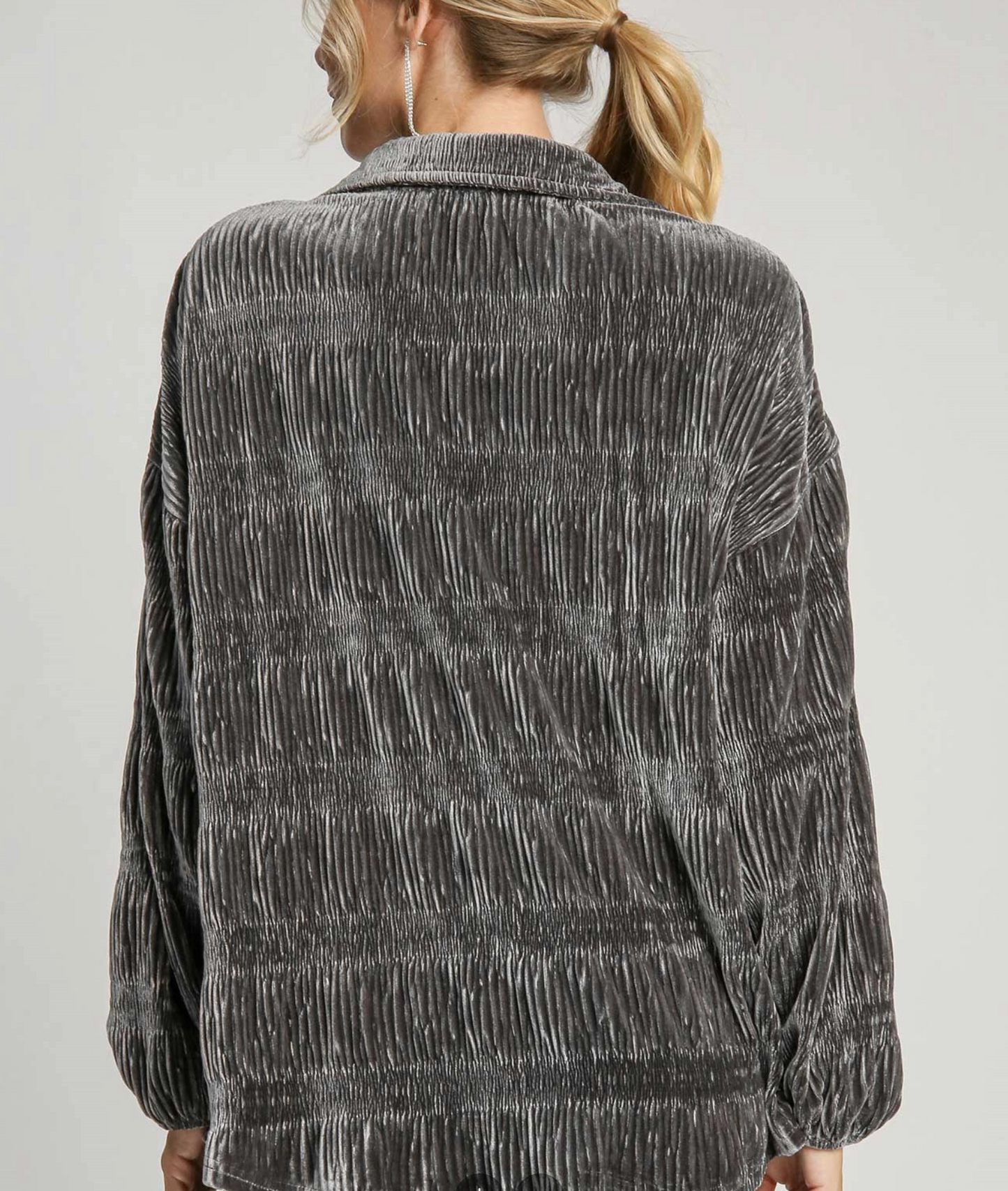 TIERED SMOCKED VELVET TOP