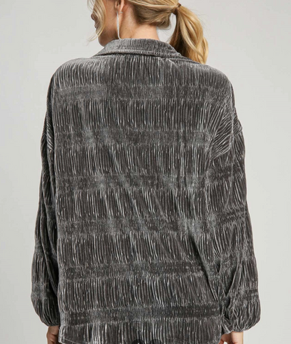 TIERED SMOCKED VELVET TOP