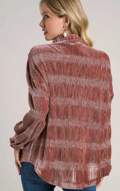 TIERED SMOCKED VELVET TOP