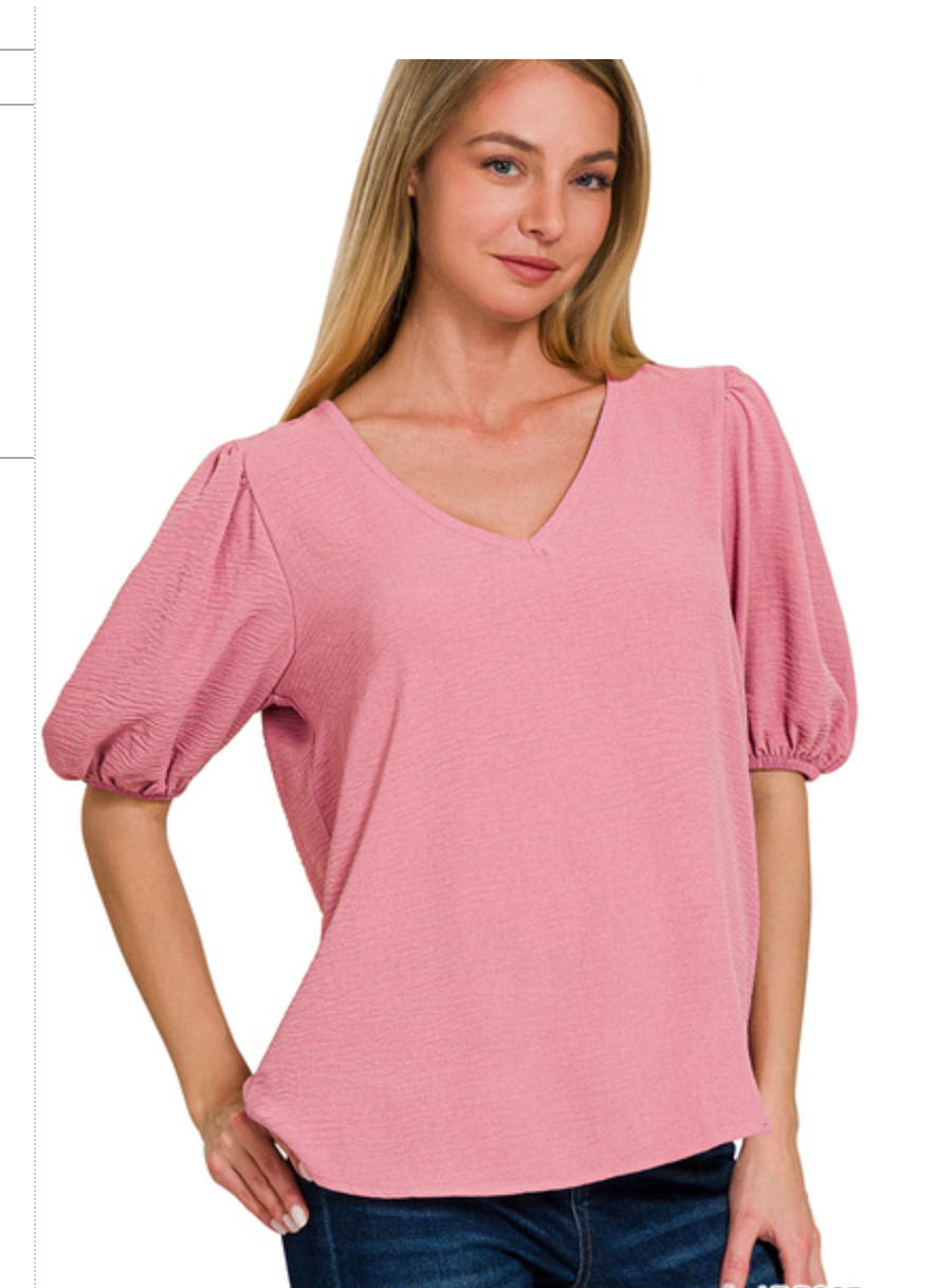 AIRFLOW VNECK PUFFSLV