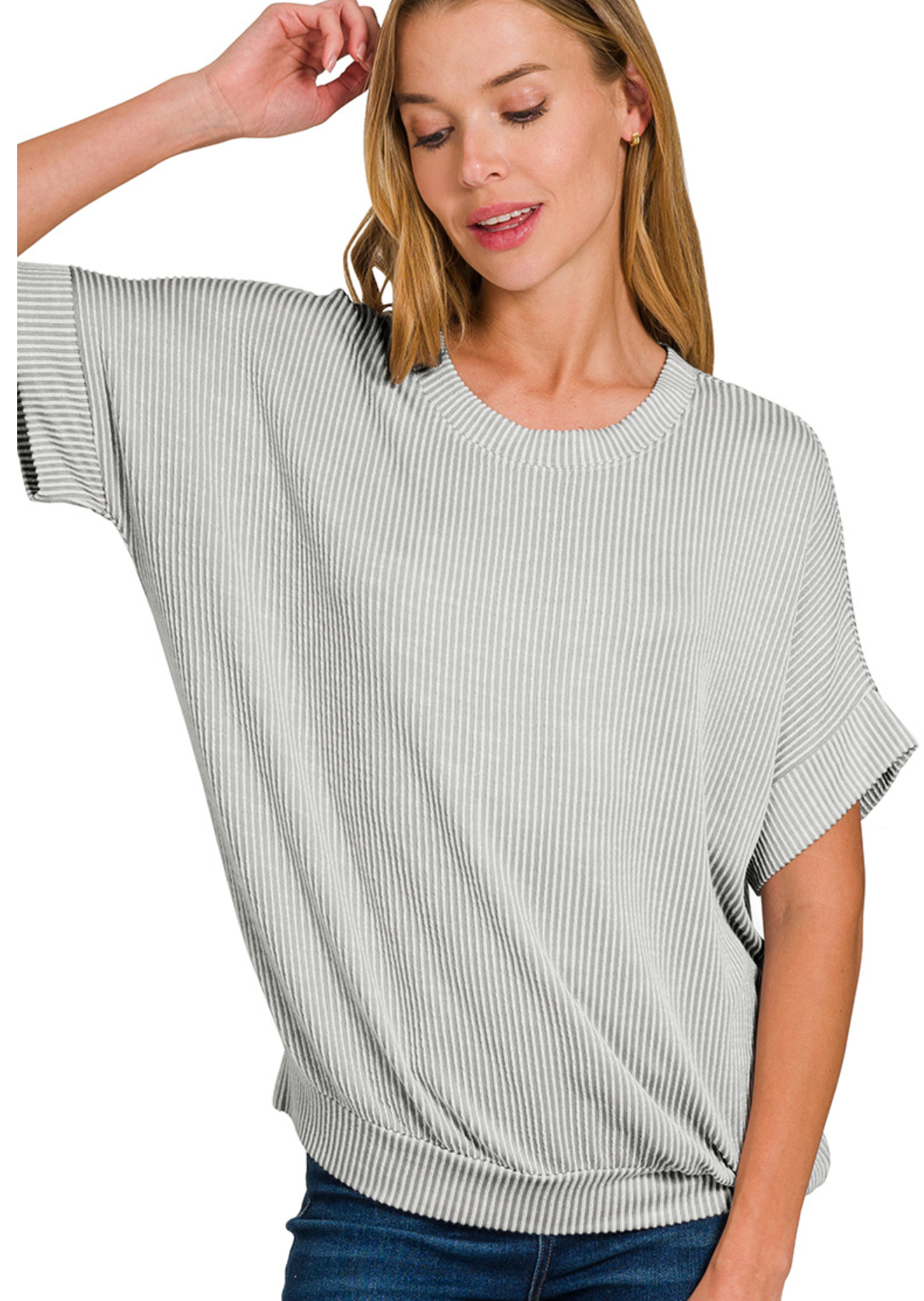 CORDED RIB S/SLV TOP