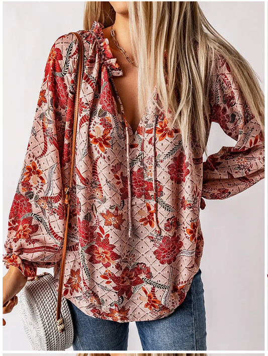 SPLIT VNECK PRINTED
