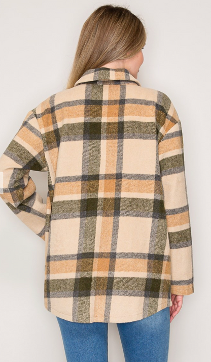 PLAID BUTTON SHACKET