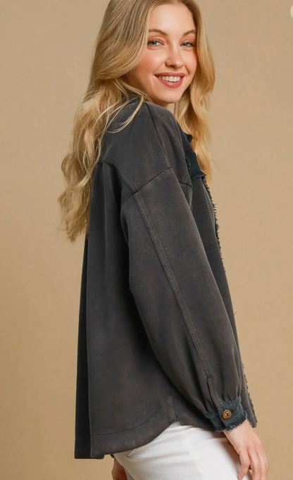 LUXEKNIT SHACKET FRAY EDGE