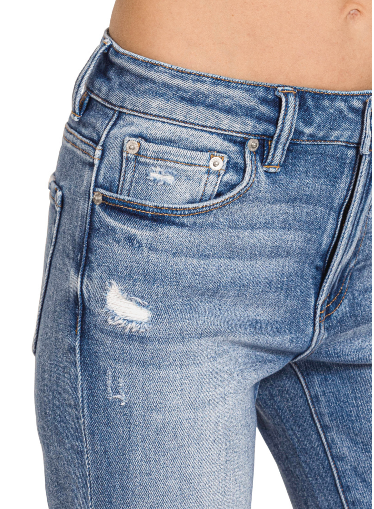 MR DISTRESSED KNEE RAW HEM