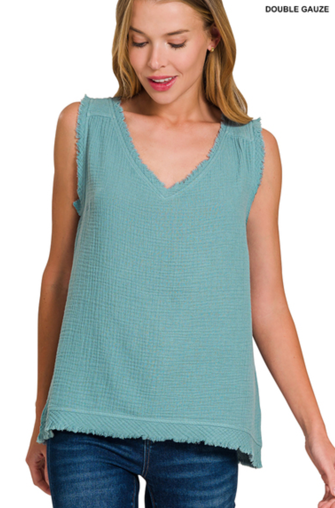 GAUZE RAW EDGE TANK