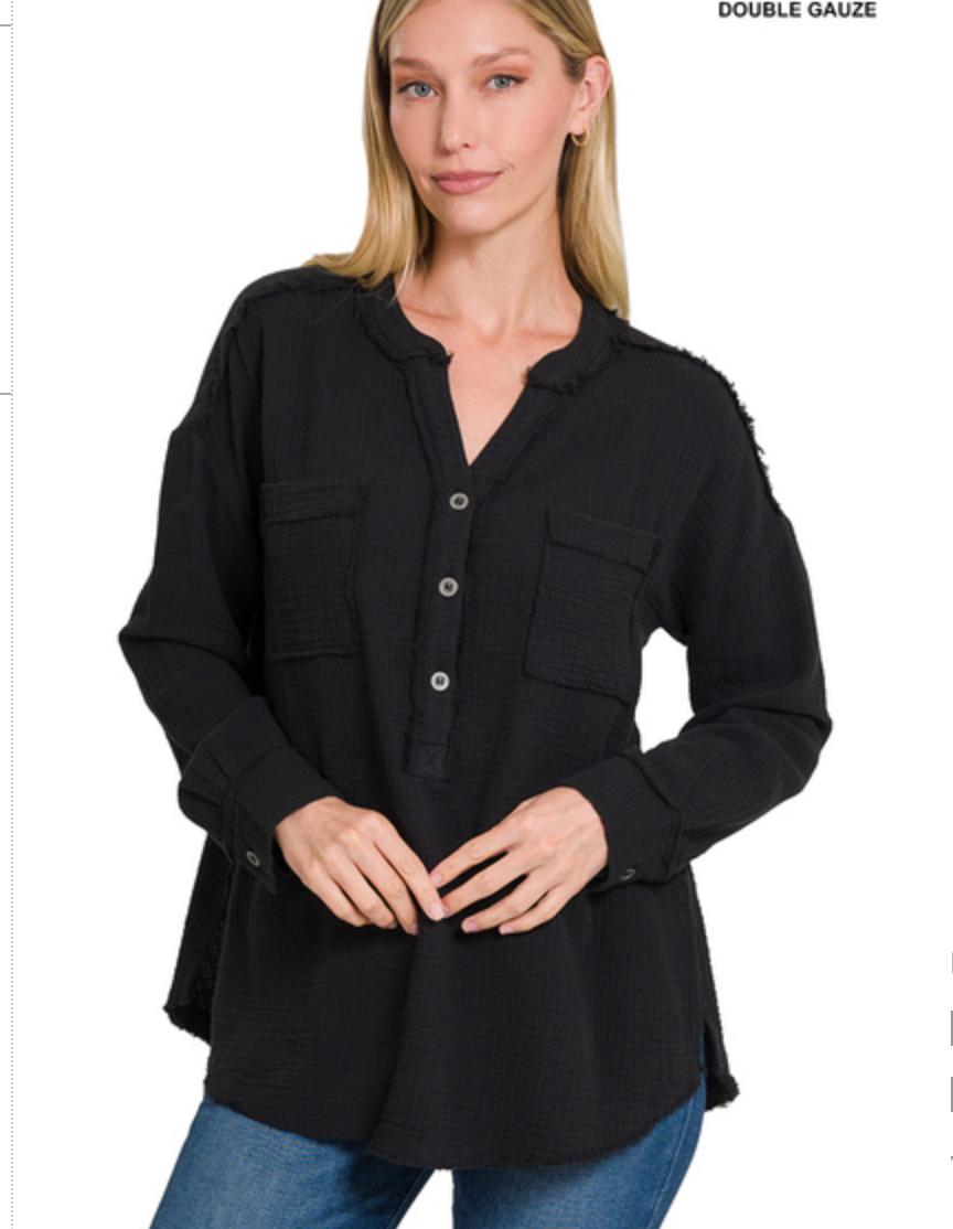 3/4 BUTTON HENLEYNECK