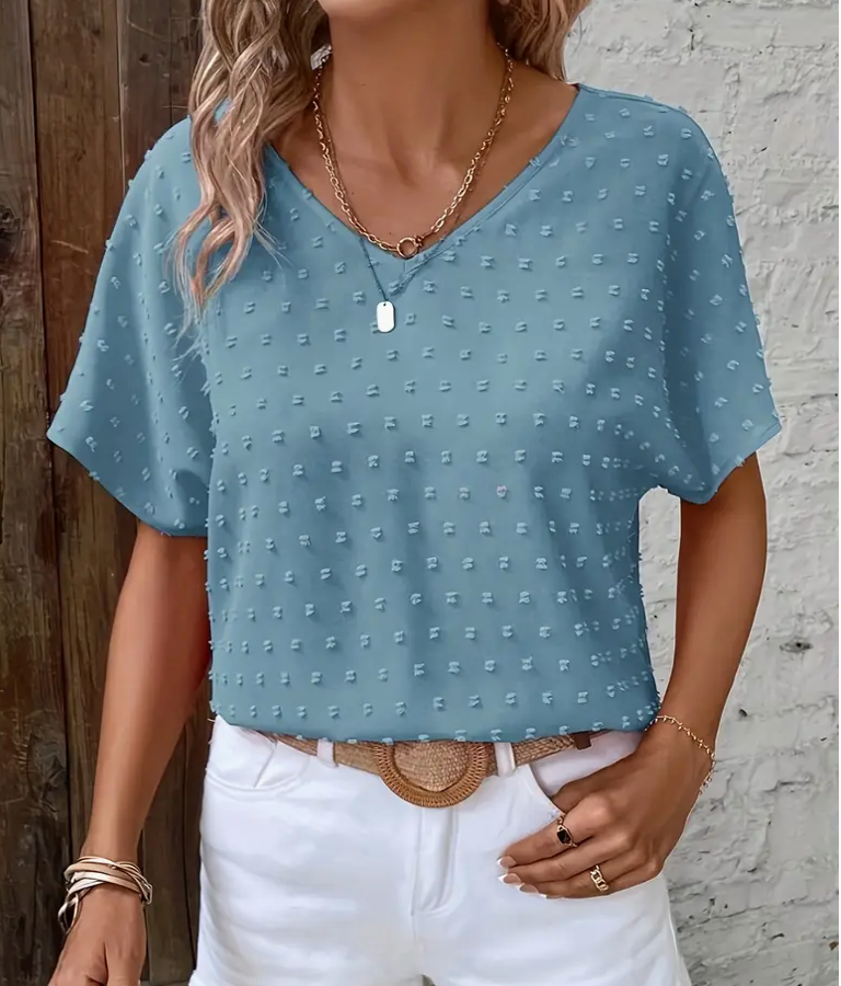 SWISS DOT VNECK TOP