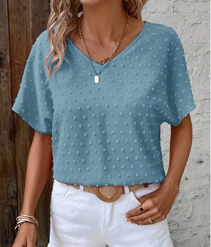 SWISS DOT VNECK TOP
