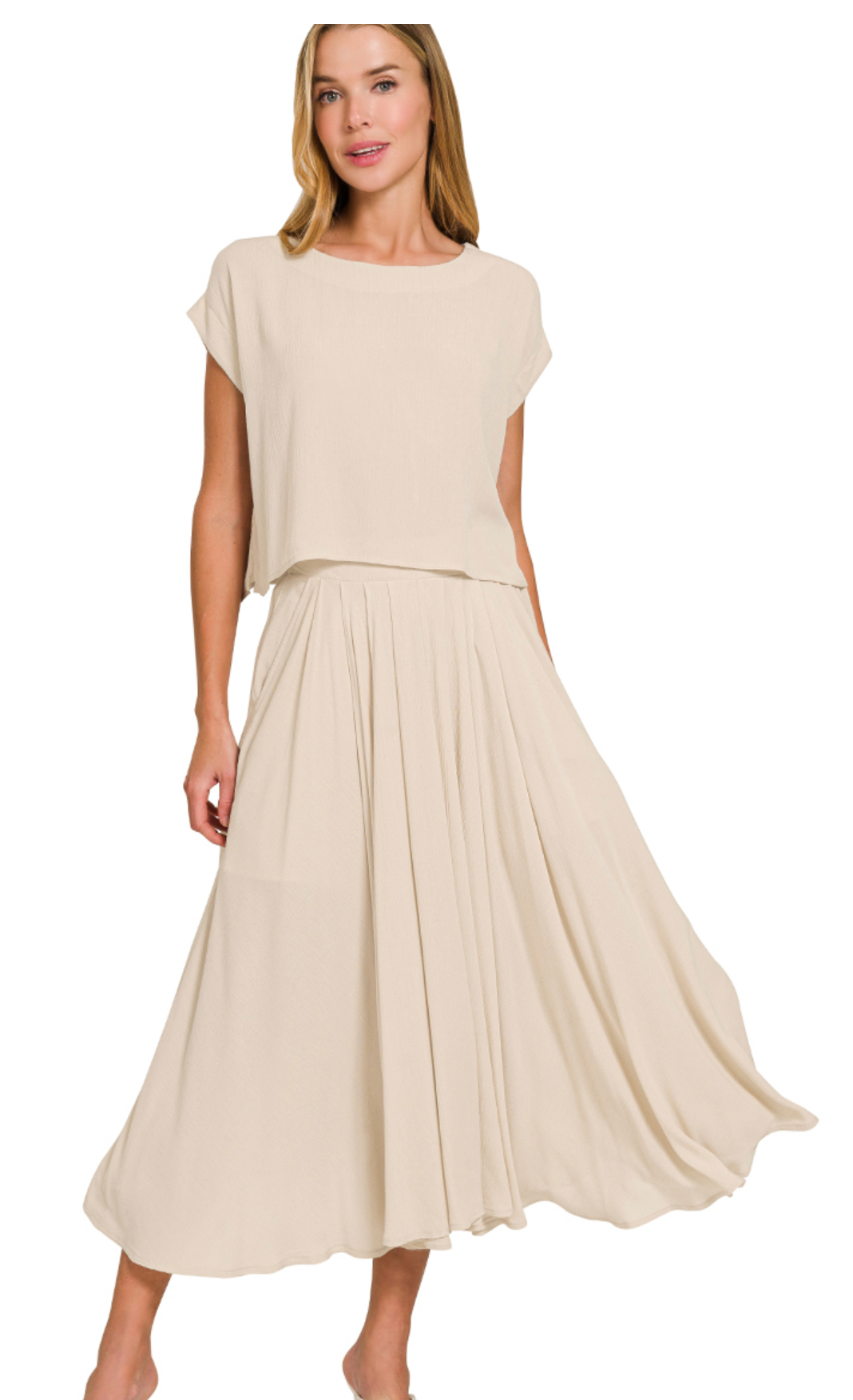 WOVEN CRINKLE TOP/SKIRT