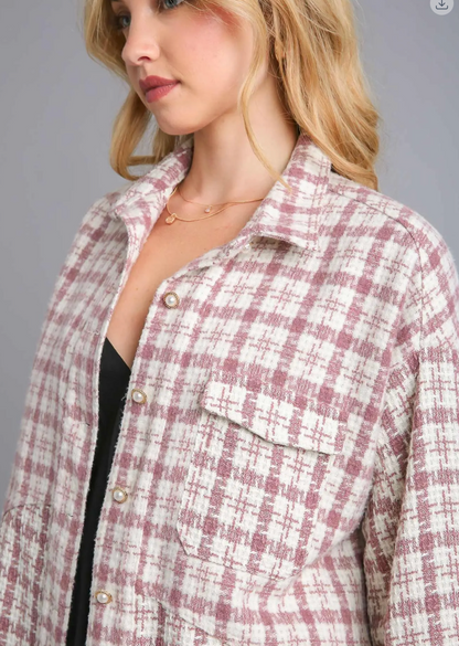 TWEED PLAID SHACKET