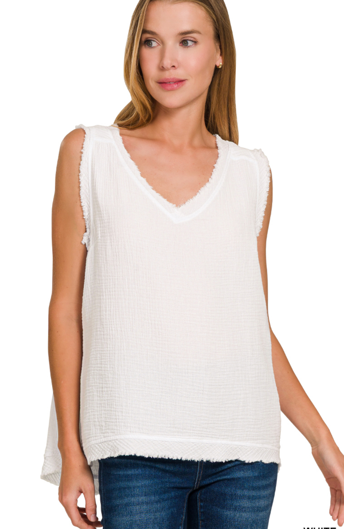 GAUZE RAW EDGE TANK