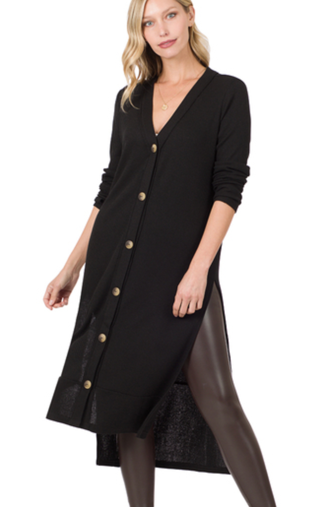 RIBBED LONG CARDIGAN