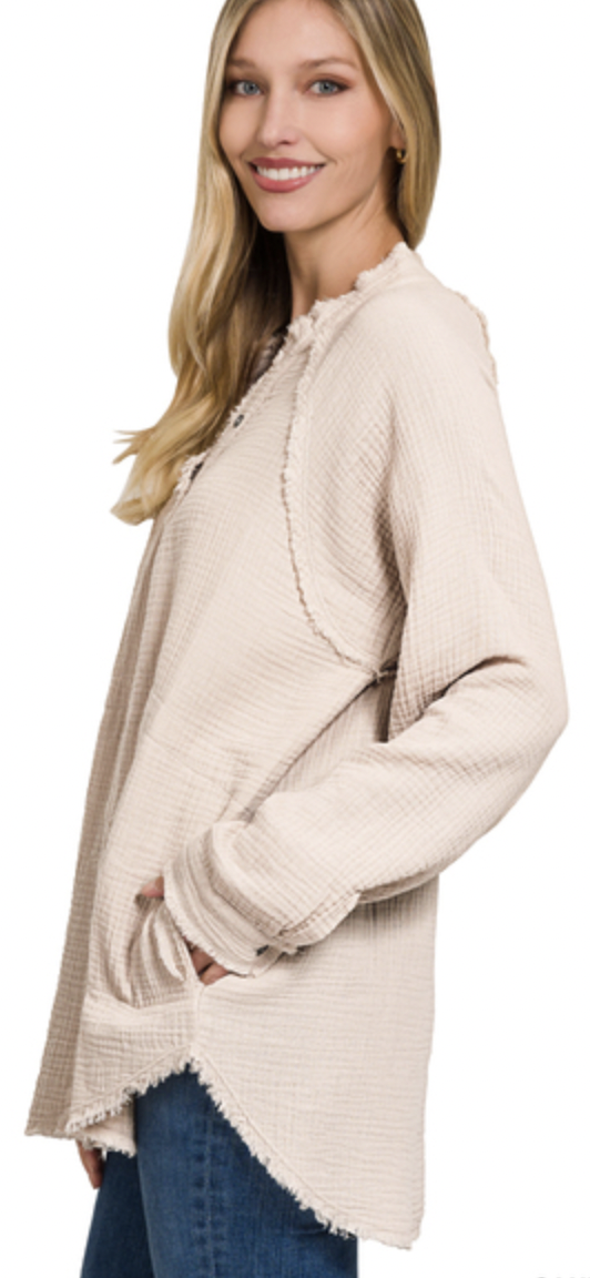 BUTTON GAUZE RAW EDGE