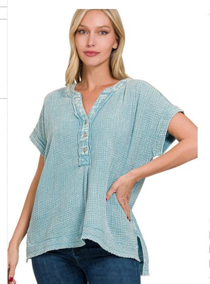 3/4 BUTTON HENLEYNK SHIRT